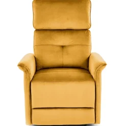 Poltrona relax reclinabile elettrica con presa USB in velluto giallo senape Fatia