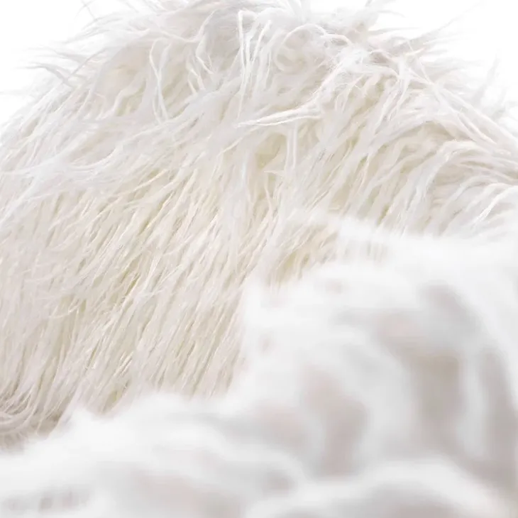 Poltrona sedia a dondolo design pelliccia bianco crema struttura legno metallo Winnipeg