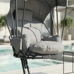 Poltrona sospesa a dondolo da giardino 136x196h cm grigio Flora