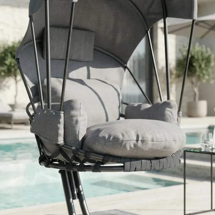Poltrona sospesa a dondolo da giardino 136x196h cm grigio Flora