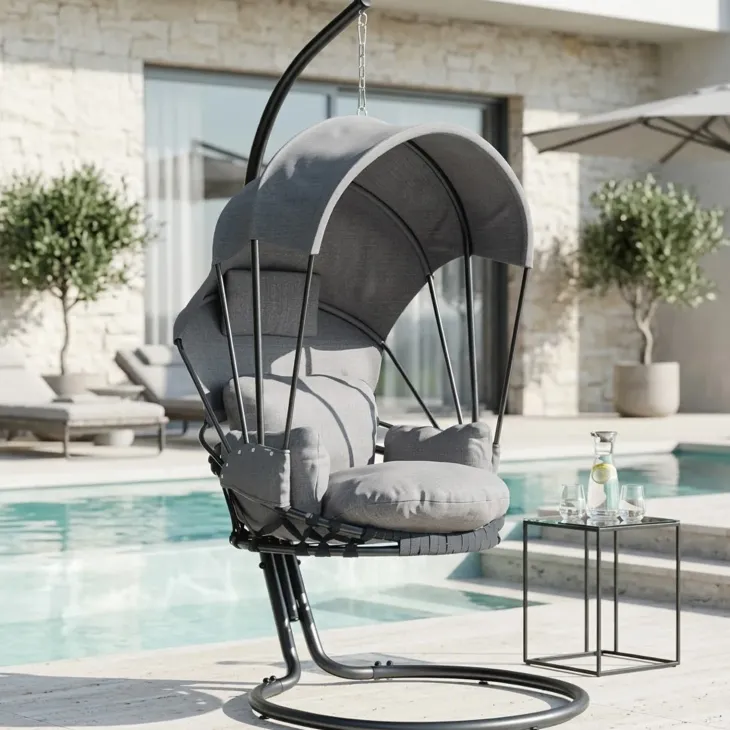Poltrona sospesa a dondolo da giardino 136x196h cm grigio Flora