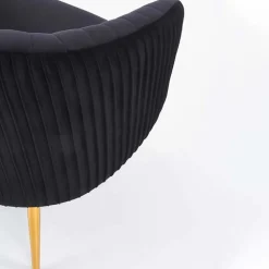 Poltroncina design in velluto nero con gambe oro Romance