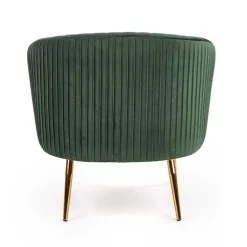 Poltroncina design in velluto verde con gambe oro Romance