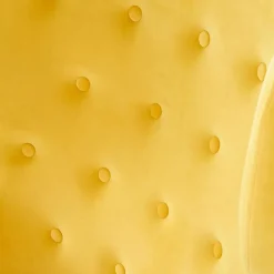 Poltroncina imbottita in velluto giallo legno naturale Seven