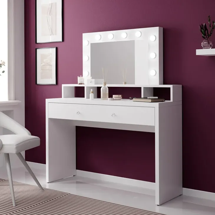 Postazione trucco con specchio 120x40cm bianco Child