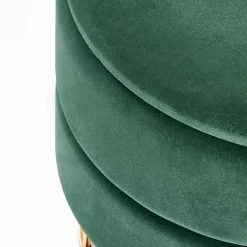 Pouf contenitore design da salotto rotondo in velluto verde Neril