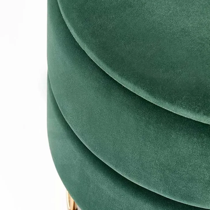 Pouf contenitore design da salotto rotondo in velluto verde Neril