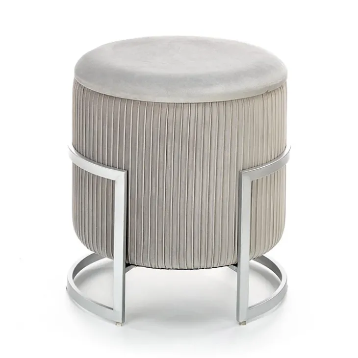 Pouf da salotto contenitore in velluto grigio chiaro Franklin