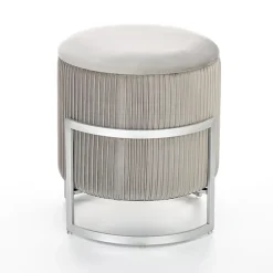 Pouf da salotto contenitore in velluto grigio chiaro Franklin