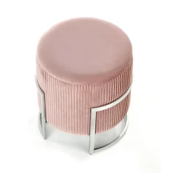 Pouf da salotto contenitore in velluto rosa Franklin