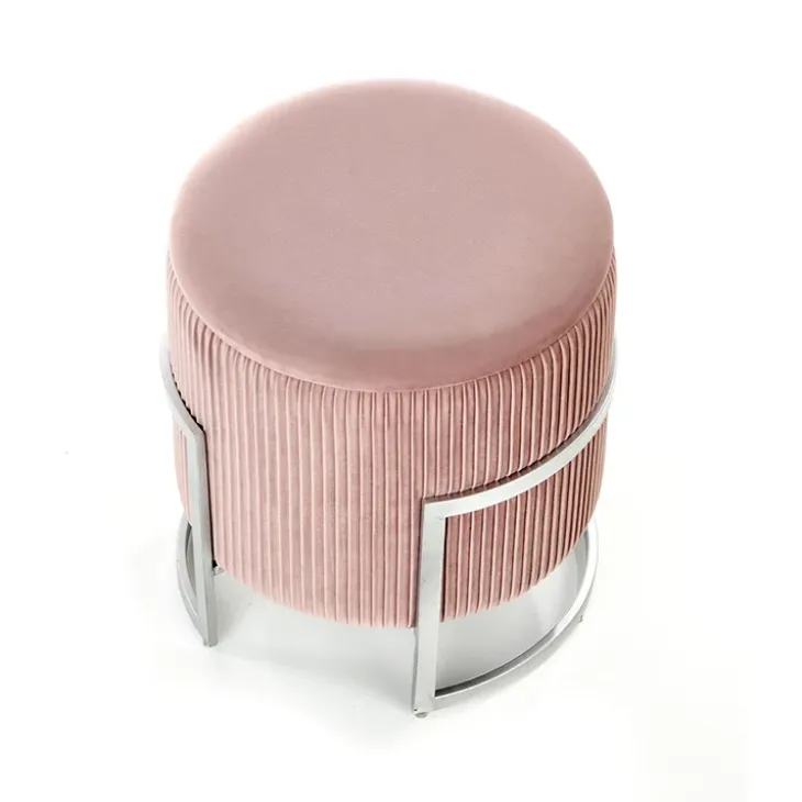 Pouf da salotto contenitore in velluto rosa Franklin