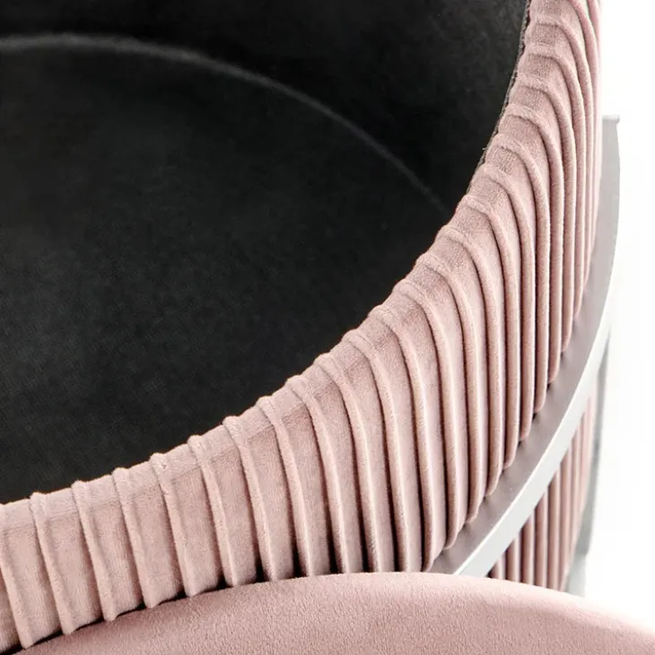 Pouf da salotto contenitore in velluto rosa Franklin