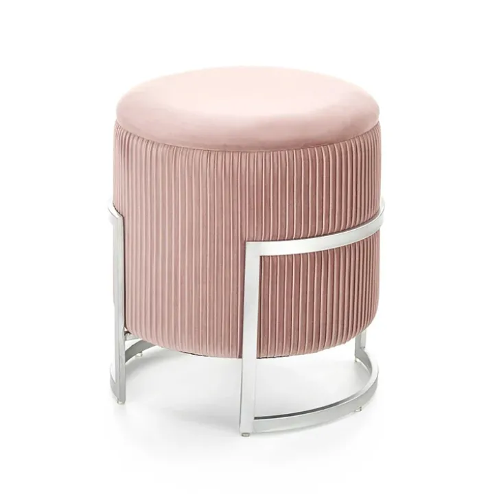 Pouf da salotto contenitore in velluto rosa Franklin
