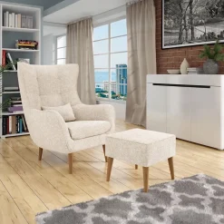 Pouf imbottito in tessuto quadrato 65x65cm beige Soffio