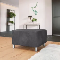 Pouf imbottito in tessuto 65x56cm grigio scuro Titus
