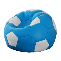 Pouf poltrona sacco palla da calcio blu bianco ecopelle Lionel