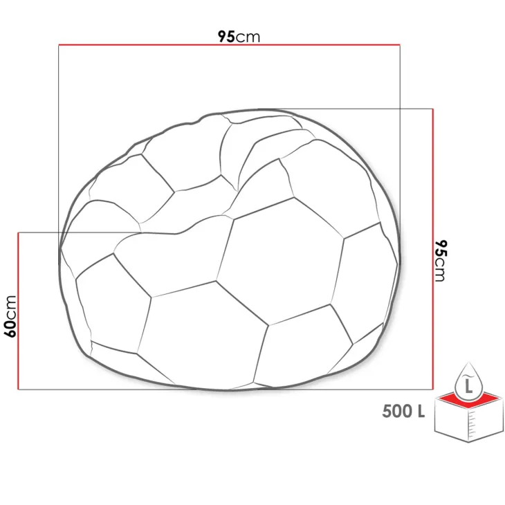 Pouf poltrona sacco palla da calcio blu bianco ecopelle Lionel