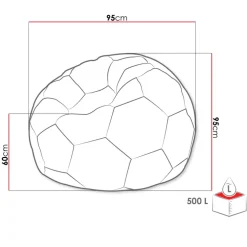 Pouf poltrona sacco palla da calcio ecopelle bianco nero Lionel