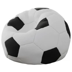 Pouf poltrona sacco palla da calcio ecopelle bianco nero Lionel