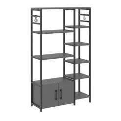 Scaffale cucina 84x141h cm 2 ante 8 ripiani industrial metallo antracite Loft