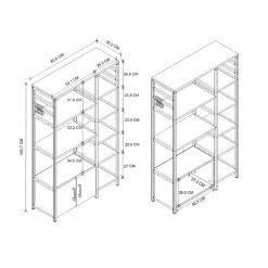 Scaffale cucina 84x141h cm 2 ante 8 ripiani industrial metallo antracite Loft