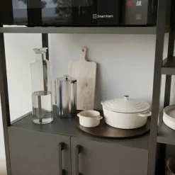 Scaffale cucina 84x141h cm 2 ante 8 ripiani industrial metallo antracite Loft