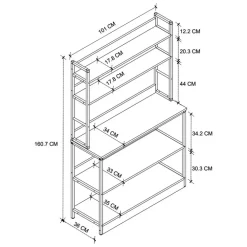 Scaffale cucina 101x160h cm industrial metallo antracite Loft