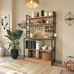Scaffale cucina 101x160h cm industrial metallo rovere rustico Loft