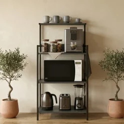 Scaffale cucina 63x130h cm 3 ripiani industrial metallo antracite Loft