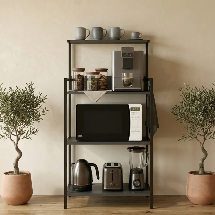 Scaffale cucina 63x130h cm 3 ripiani industrial metallo antracite Loft