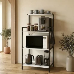 Scaffale cucina 63x130h cm 3 ripiani industrial metallo bianco Loft