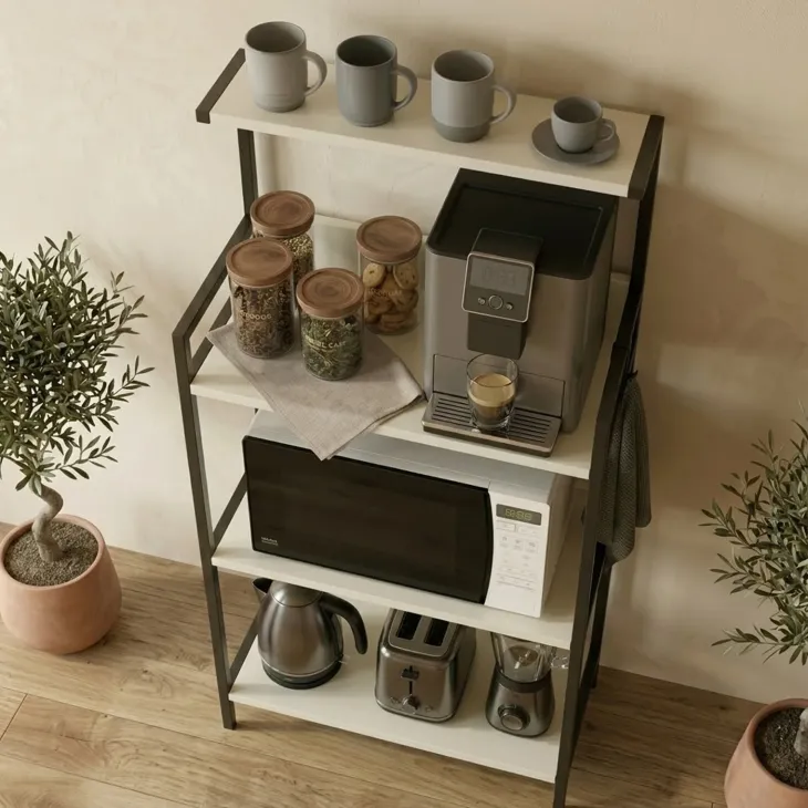 Scaffale cucina 63x130h cm 3 ripiani industrial metallo bianco Loft