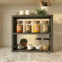 Scaffale da cucina 44x40h cm portaspezie moderno antracite Grecia