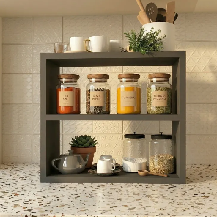 Scaffale da cucina 44x40h cm portaspezie moderno antracite Grecia