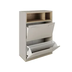 Scarpiera ingresso 70x101h cm 2 ante moderna rovere naturale beige satinato Kenya