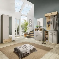 Scarpiera ingresso 70x101h cm 2 ante moderna rovere naturale beige satinato Kenya