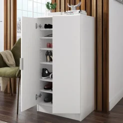 Scarpiera ingresso 55x108h cm 2 ante bianco frassinato Joby