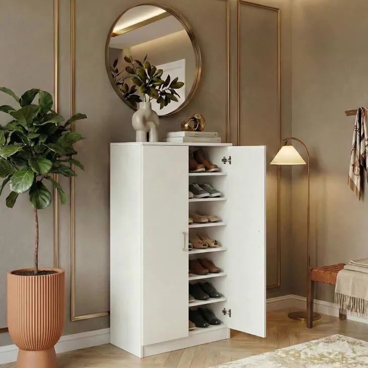 Scarpiera ingresso 55x108h cm 2 ante portascarpe 6 ripiani bianco Easy