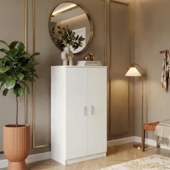Scarpiera ingresso 55x108h cm 2 ante portascarpe 6 ripiani bianco Easy