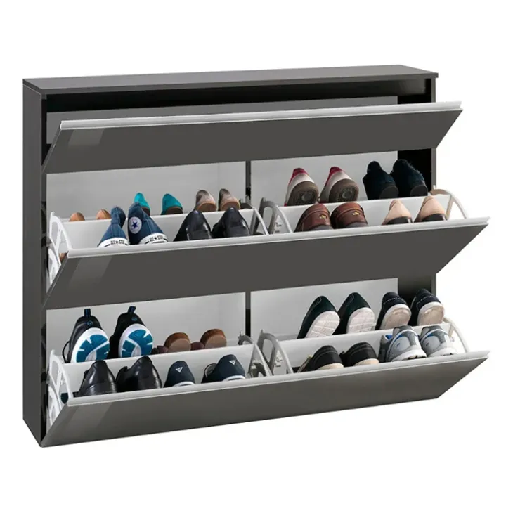 Scarpiera ingresso 120x108h cm 2 ante antracite lucido Eclisse