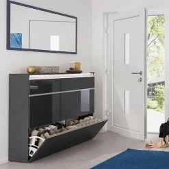 Scarpiera ingresso 120x108h cm 2 ante antracite lucido Eclisse