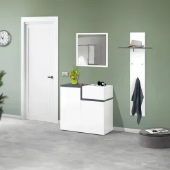 Scarpiera ingresso 80x80h cm 2 ante bianco lucido ossido Lucidardo