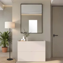 Scarpiera ingresso 103x77h cm 2 ante a ribalta beige cashmere top rovere scuro Mercor