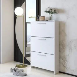 Scarpiera ingresso 69x115h cm bianco opaco Benton