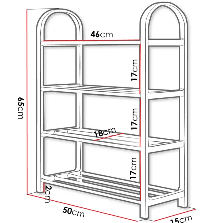 Scarpiera ingresso 50x65h cm 4 ripiani nero Lavinia