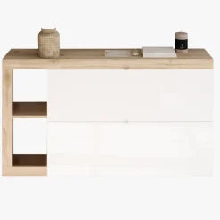 Scarpiera sospesa ingresso 133x77h cm 2 ante a ribalta bianco lucido rovere Invictus