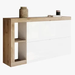 Scarpiera sospesa ingresso 133x77h cm 2 ante a ribalta bianco lucido rovere Invictus