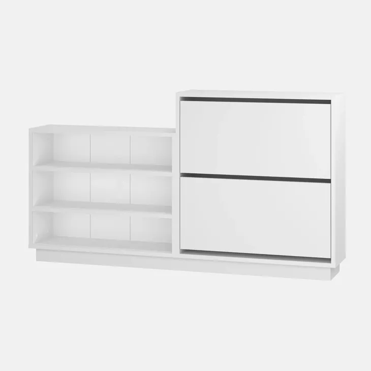 Scarpiera 147x82h cm 2 ante a ribalta 3 ripiani multiuso bianco Footlose