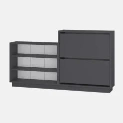 Scarpiera 147x82h cm 2 ante a ribalta 3 ripiani multiuso antracite Footlose
