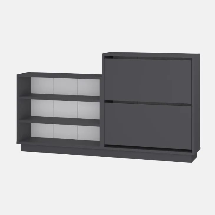 Scarpiera 147x82h cm 2 ante a ribalta 3 ripiani multiuso antracite Footlose
